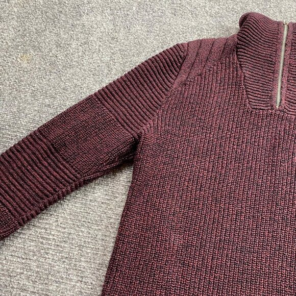 VTG INC International Concepts Sweater Mens M Maroon 1/4 Zip Ribbed Hong Kong - Picture 2 of 12